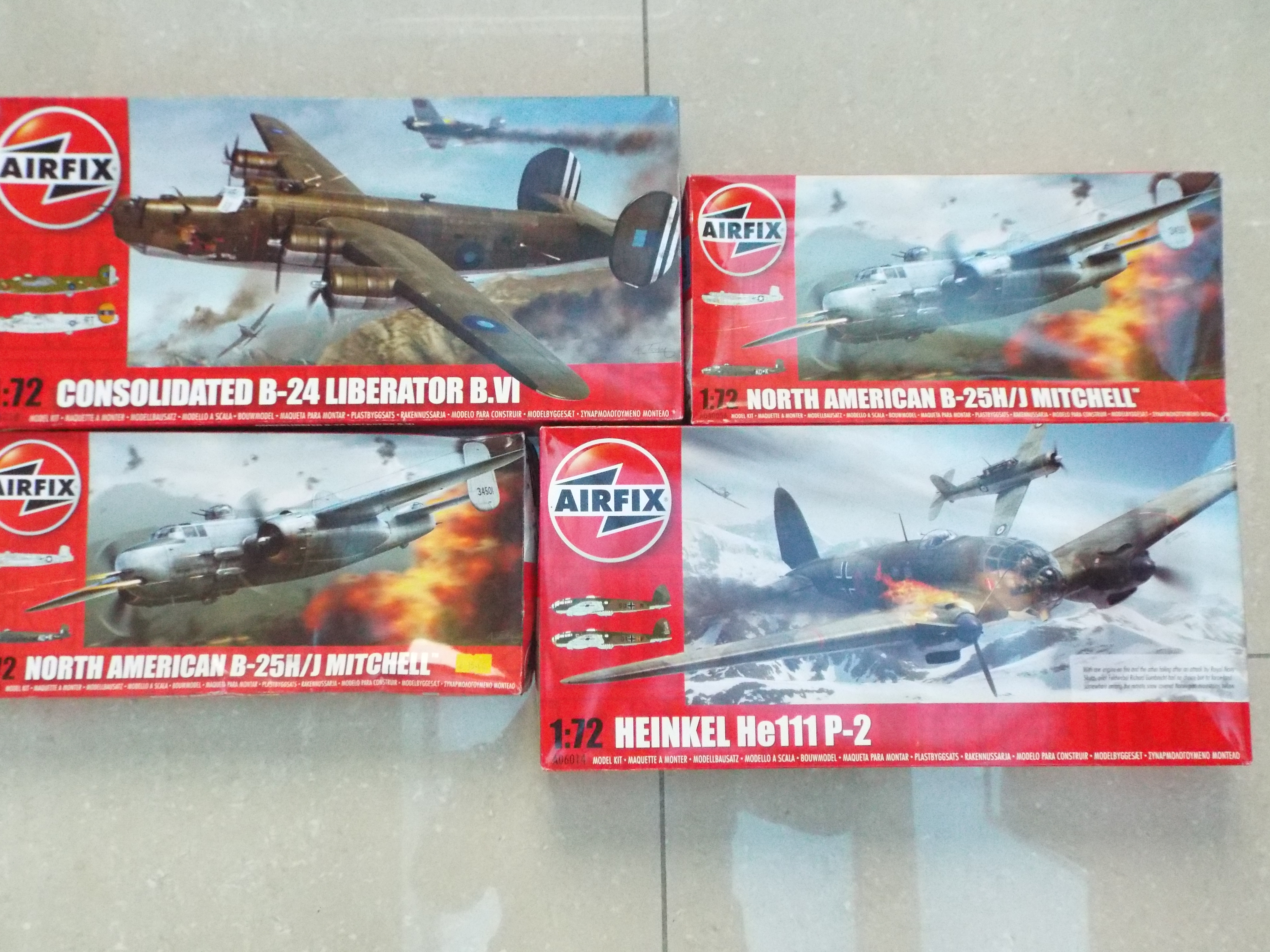 Airfix - four boxed plastic WW2 military aircraft 1:72 scale model kits to include Consolidated