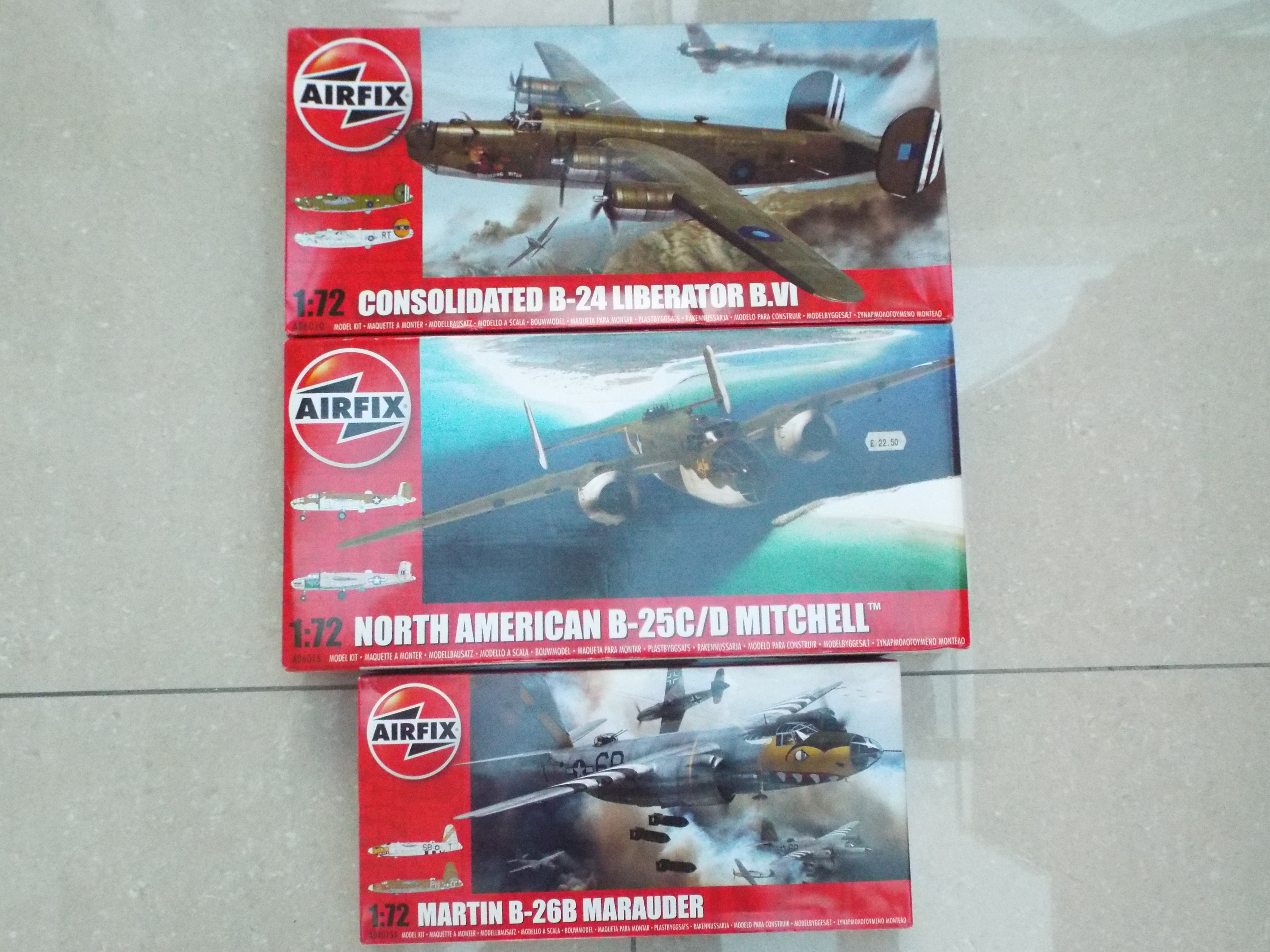 Airfix - three boxed plastic WW2 military aircraft 1:72 scale model kits to include Consolidated