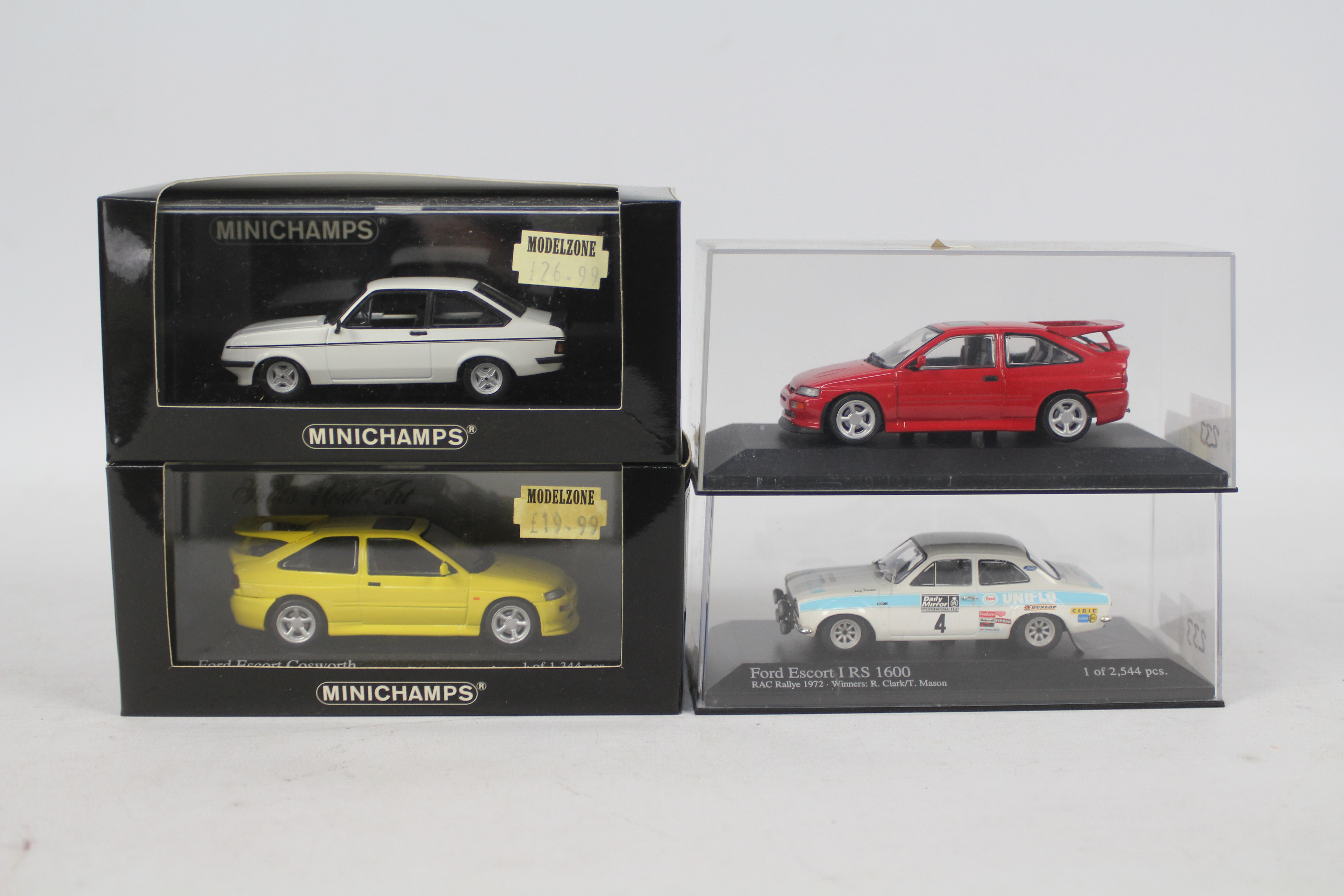Minichamps - 4 x boxed 1:43 scale Ford Escort models,