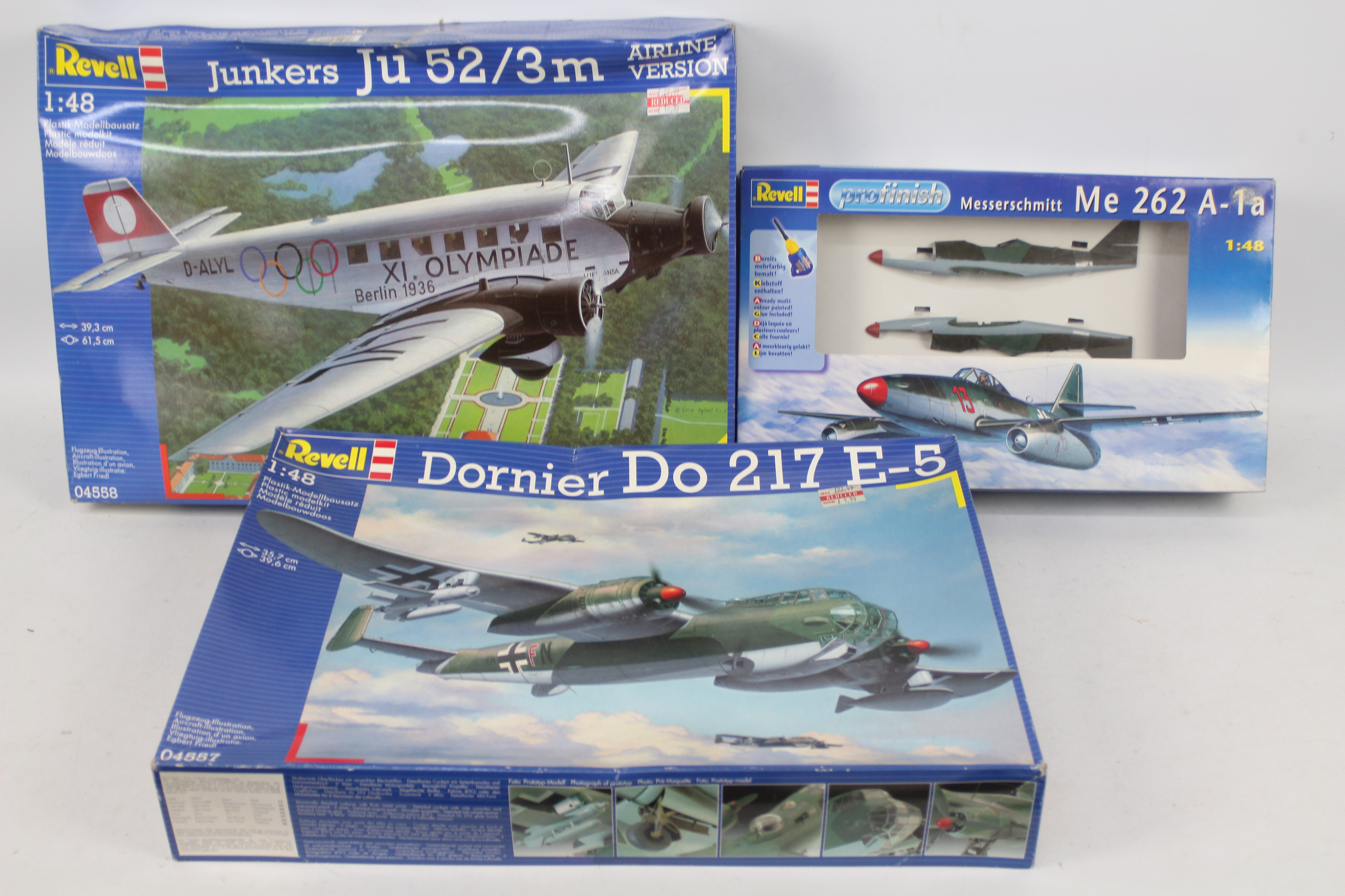 Revell - Three boxed 1:48 scale plastic German aircraft model kits.