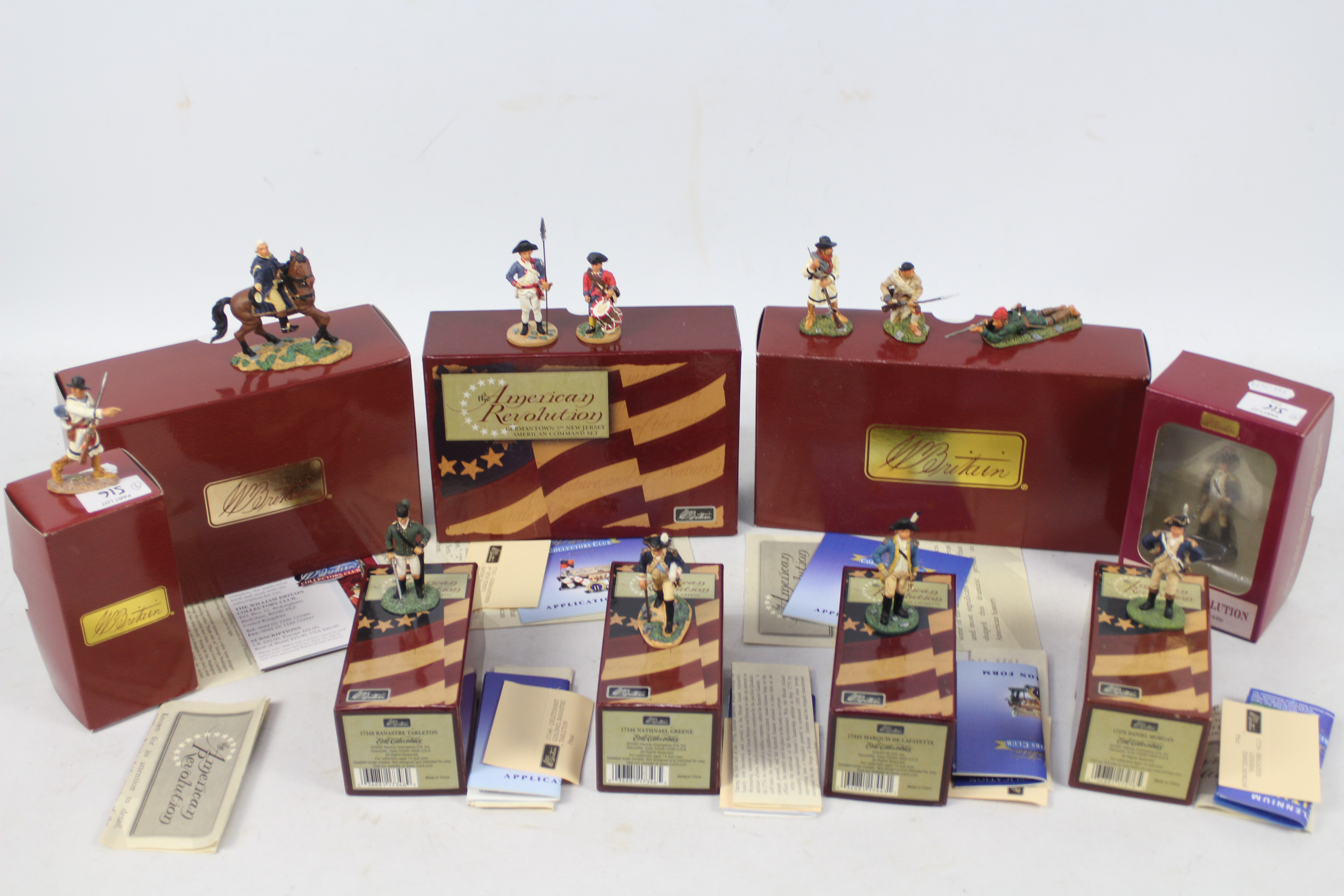 Britains - American Revolution - 9 x boxed figure sets including George Rogers Clarke's Virginians