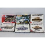 Armourfast - Matchbox - Airfix - Six boxed 1:72 scale plastic military model kits.