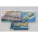 Airfix - Revell - Three boxed 1:72 scale plastic model boat kits.