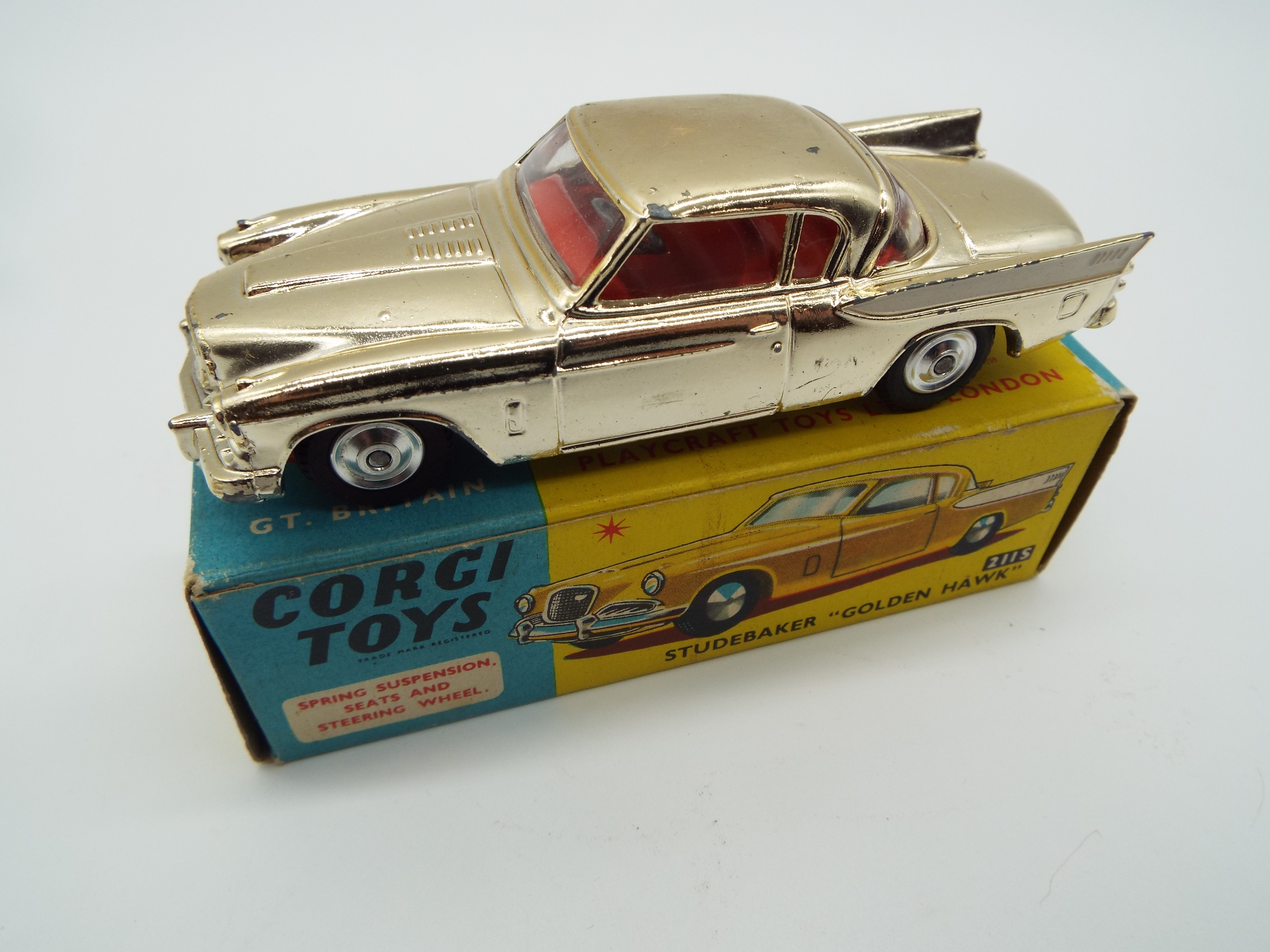 Corgi - a diecast model Studebaker 'Golden Hawk' metallic gold body, red interior, grey chassis, - Image 2 of 3