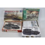 Italeri - ICM - Aian - AFV Club - Four boxed 1:35 scale plastic military vehicle model kits.
