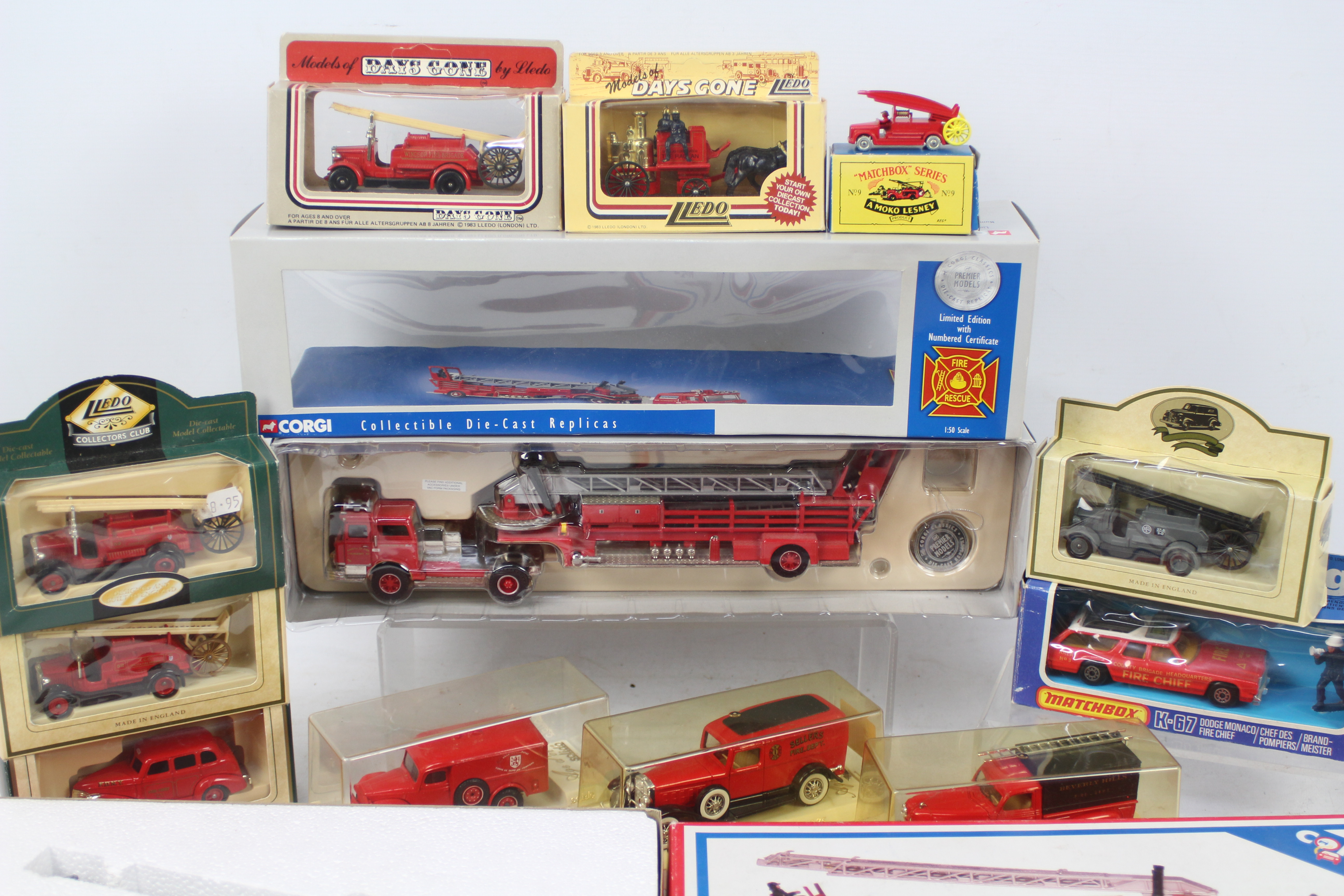 Corgi - Matchbox - Lledo - Solido - A collection of 13 x boxed Fire Engine models including limited - Image 2 of 3