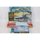 Revell - Hasegawa - Three boxed plastic model ship kits in various scales.