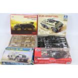 ICM - Italeri - Airfix - Four boxed plastic military vehicle model kits in mainly in 1:35 scale.