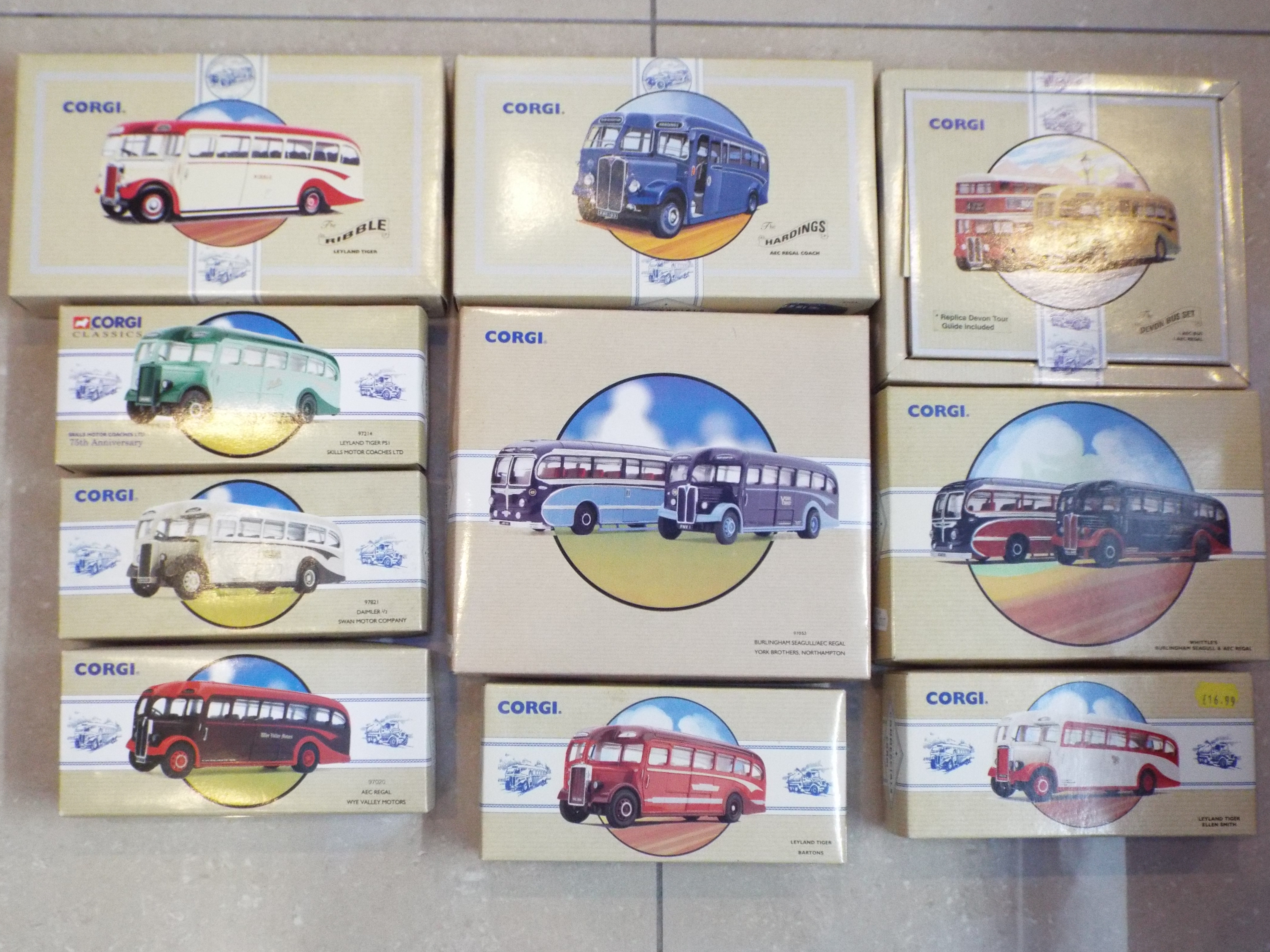 Corgi Classics Buses and Coaches - ten boxed sets comprising three twin-model packs # 97069,