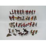 A collection of cast metal figures, Britains and similar, military, cowboys and Indians and other,