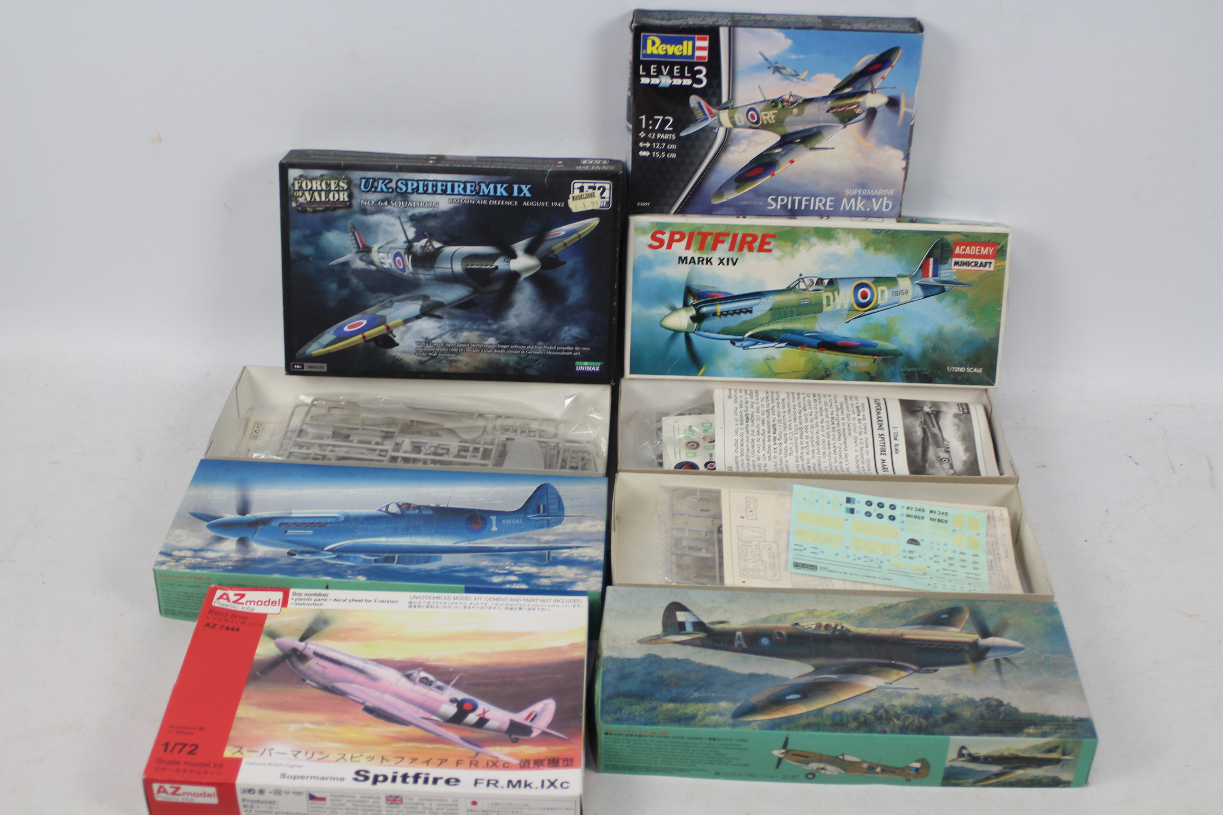 AZ Model - Forces of Valor - Revell - Fujimi Academy - A fleet of six boxed 1:72 scale Spitfire