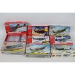 Airfix - A squadron of eight boxed 1:72 scale Airfix Spitfire plastic model kits.