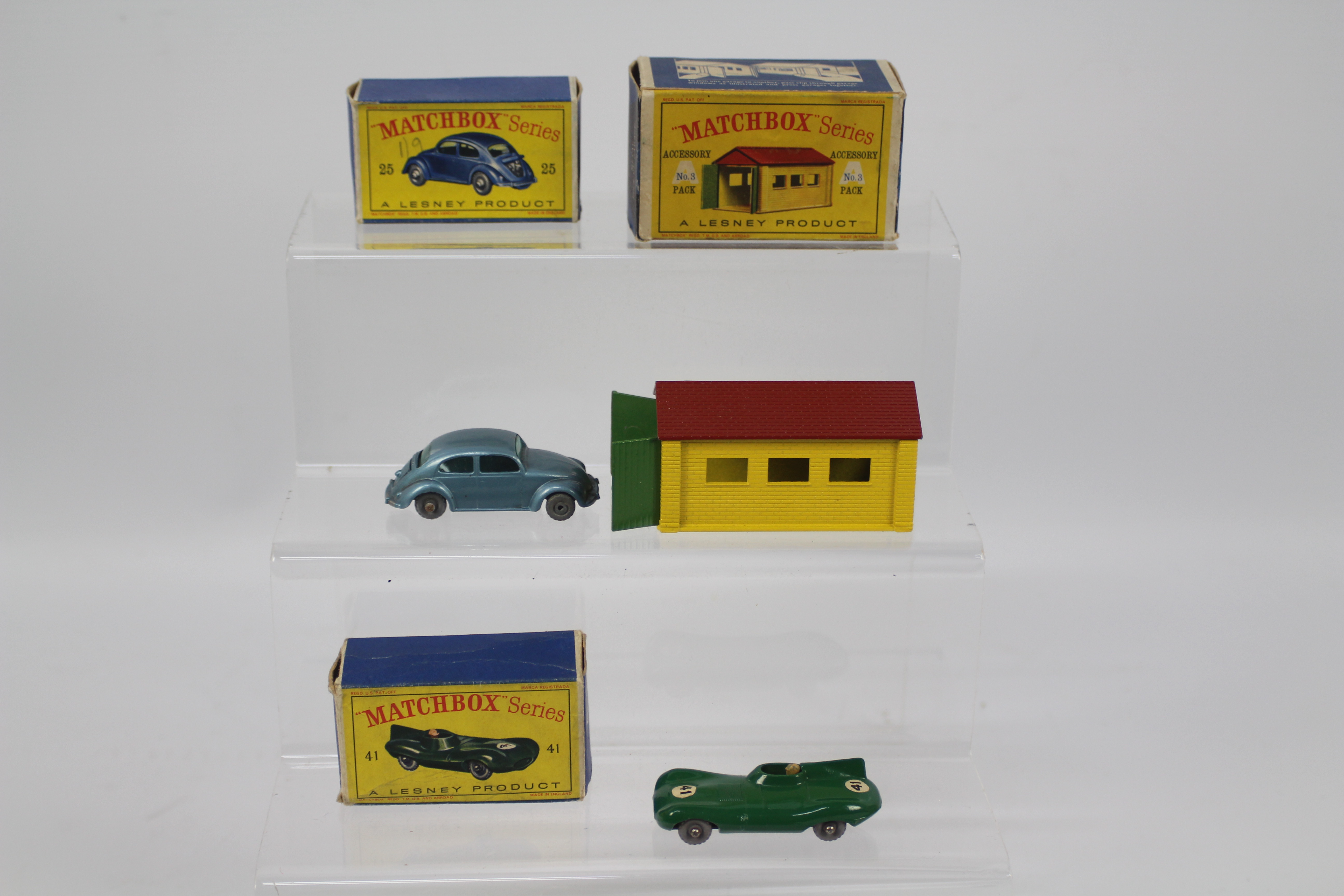 Matchbox - 3 x boxed models, Volkswagen Beetle 1200 with tinted windows # 25,