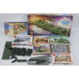 Airfix - Matchbox - 7 x boxed Military model kits including Pontoon Bridge Assault Set # 51651-0,