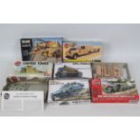 Fujimi - Revell - Airfix - Six boxed 1:76 scale plastic military model kits.