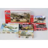 Airfix - Revell - Zvezda - A group of six boxed plastic aircraft and military vehicle model kits in