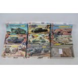 Airfix - 8 x boxed Military vehicle model kits in 1:72 scale including Churchill MkVII tank,