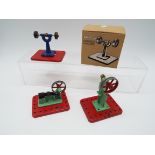 Mamod - a grinding machine in original box, a Mamod hammer # 1136D and a Mamod power press # 1136A,