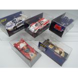 FLY Classic - five 1:32 scale model slot racing cars, gold colour Marcos 600 Le Mans 98 ,