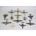 Dinky Toys - A squadron of 13 unboxed diecast Dinky Toy model aircraft.