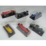 Slot Cars - six model early 1960s racing cars comprising Vanwall, Ferrari, Lotus, Porsche,