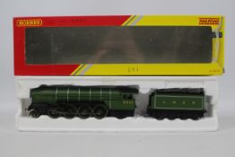 Hornby - an OO gauge model 2-8-2 locomotive and tender, label on box indicates DCC fitted,