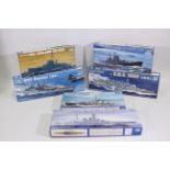 Trumpeter - 6 x boxed model ship kits mostly in 1/700 scale including HMS Repulse, HMS Hood,