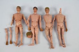 Palitoy - Action Man - Four flock haired, unboxed naked Action Man figures.