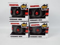 Unused Retail Stock - Four boxed Funko Deadpool Ceramic Mugs, grey,