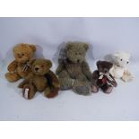 Hermann, Teddy Edwards, Boyds and others - 5 bears. A jointed Hermann bear with stitched nose.
