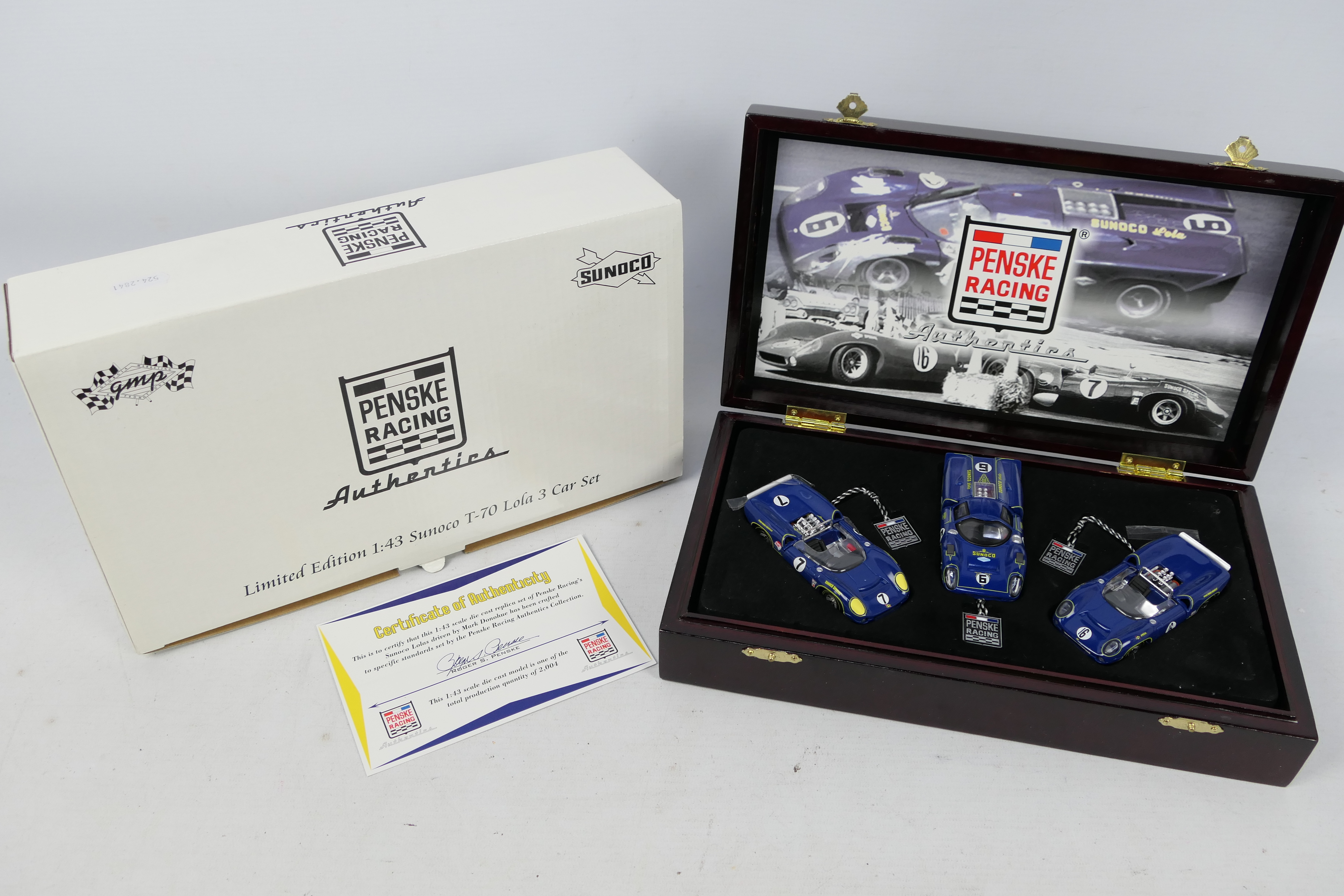 GMP - A limited edition Mark Donohue Lola T-70 3 x car set in Penske Racing Sunoco livery # 12401.