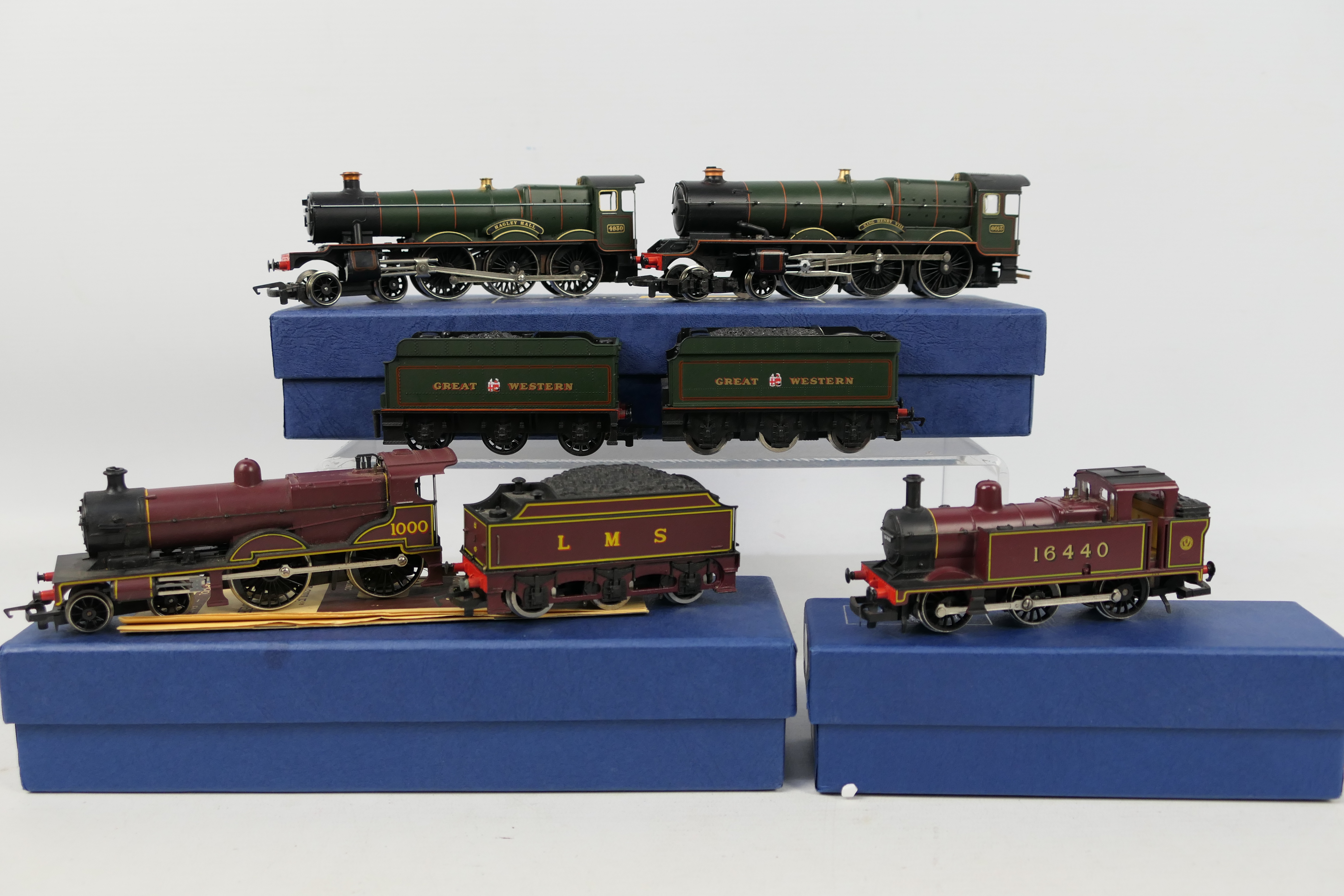 Hornby - Four OO gauge Hornby steam locomotives housed in three unassociated boxes.