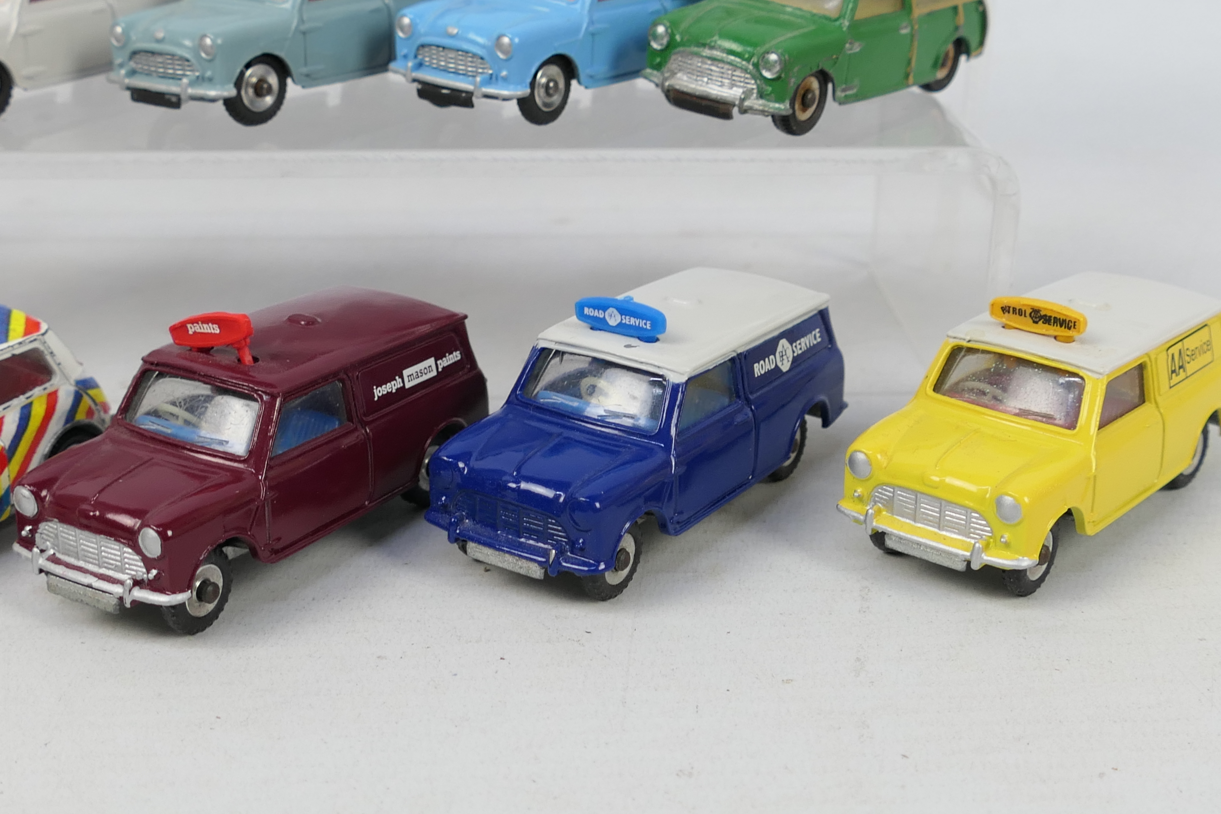 Dinky - Corgi - 15 x unboxed refurbished Mini models in 1:43 scale including AA Van # 274, - Image 7 of 7