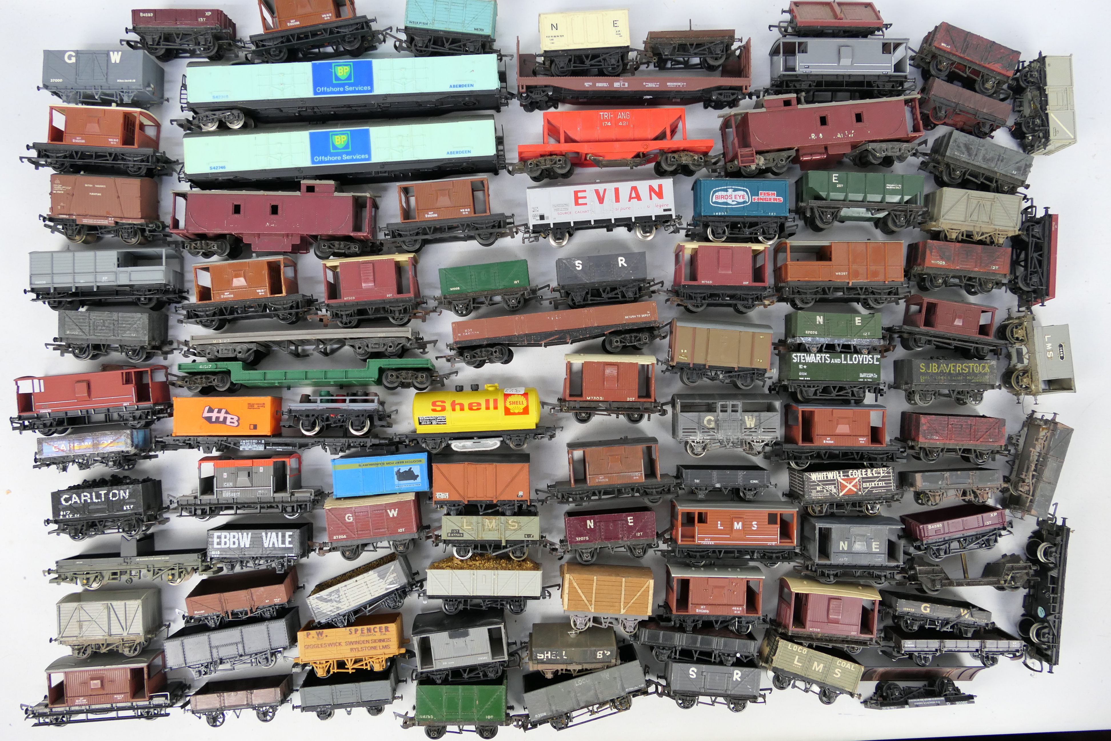 Hornby - LIMA - Tri ang. A large quantity of unboxed freight rolling stock items OO/HO gauge.