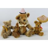 Big Softies - Stonegate Teddy Bears - 3 x jointed mohair bears with stitched noses and leather pads,