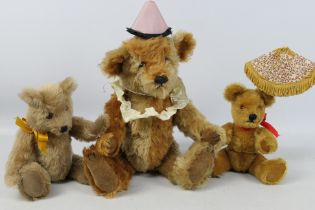 Big Softies - Stonegate Teddy Bears - 3 x jointed mohair bears with stitched noses and leather pads,