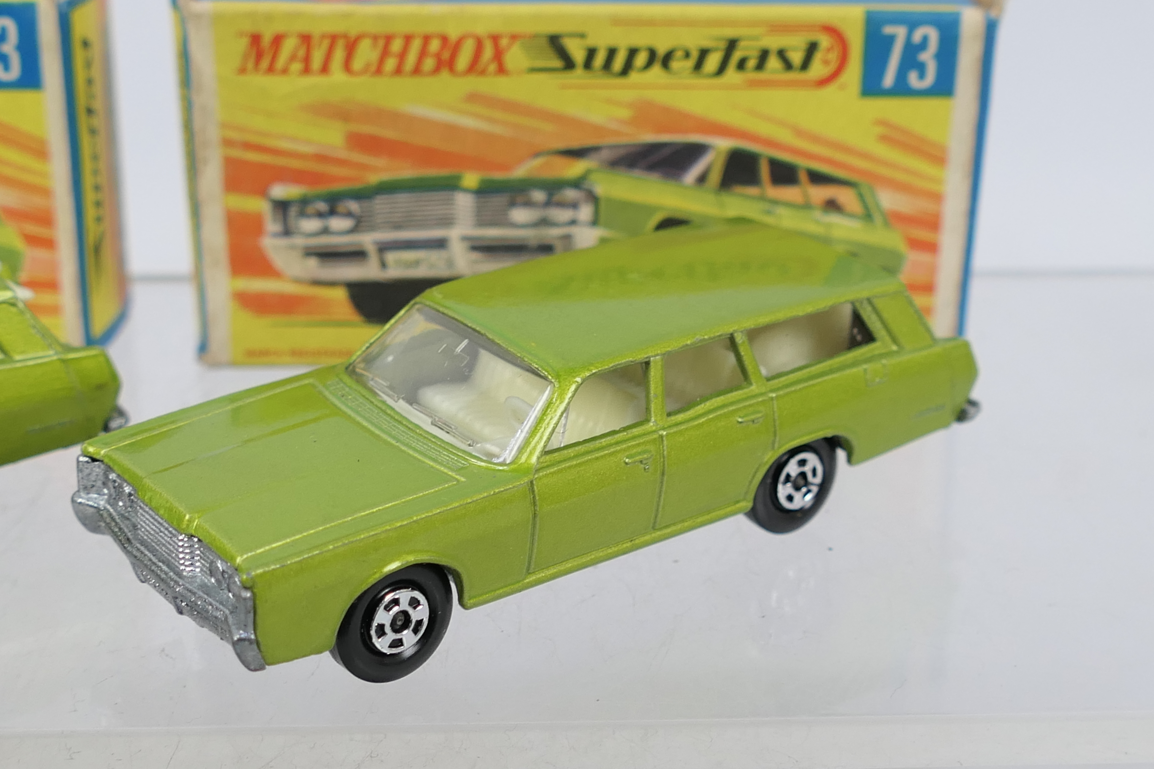 Matchbox - Lesney - Moko - Two boxed Matchbox Superfast #73 Mercury Commuter (metallic lime green, - Image 3 of 5