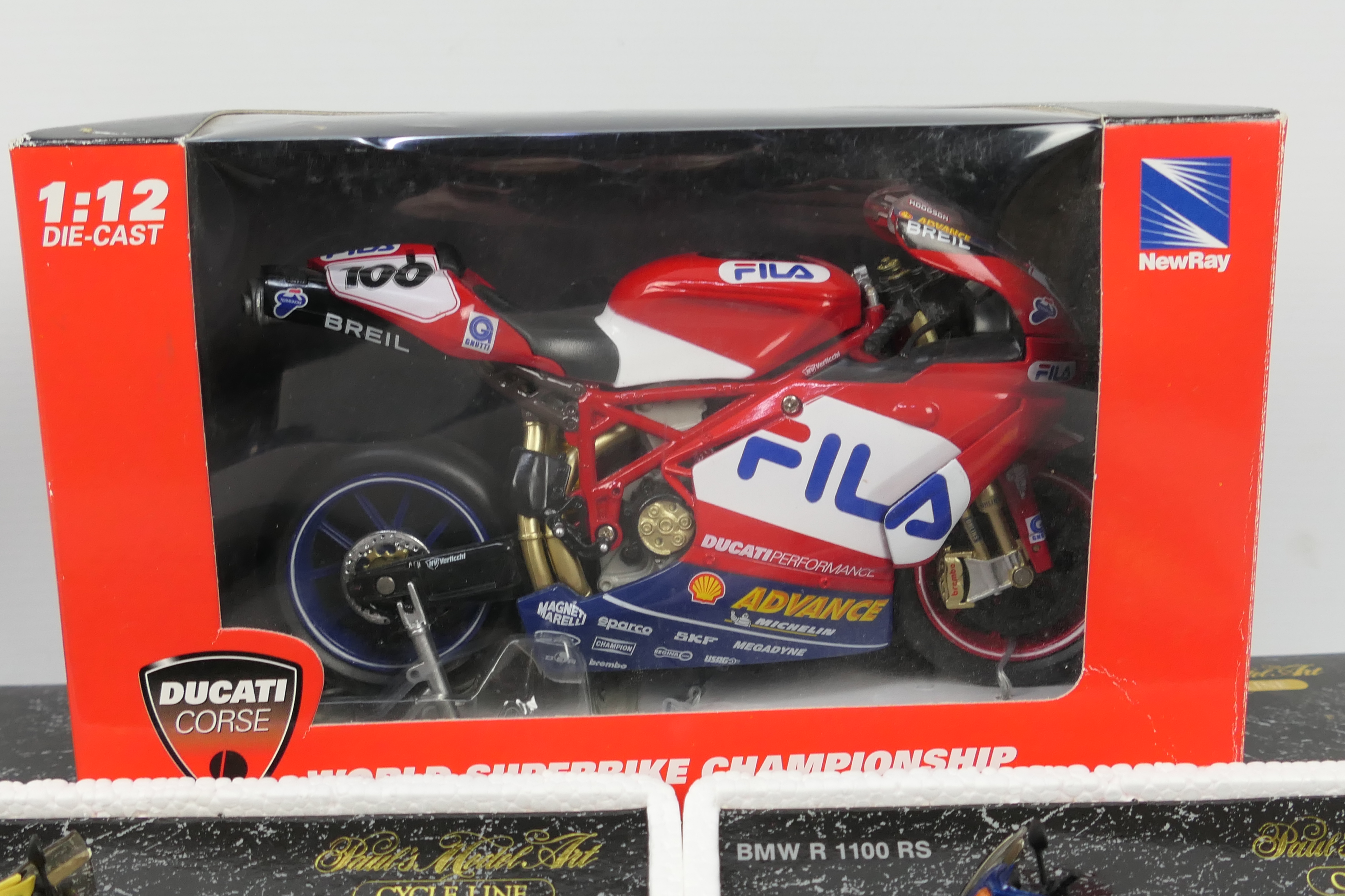 Paul's Model Art - NewRay - 8 x boxed motorcycle models including a Neil Hodgson Ducati 999 in 1:12 - Image 2 of 4