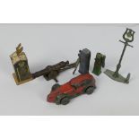 Dinky Toys - Others - A small unboxed group of early diecast cast accessories and toys.