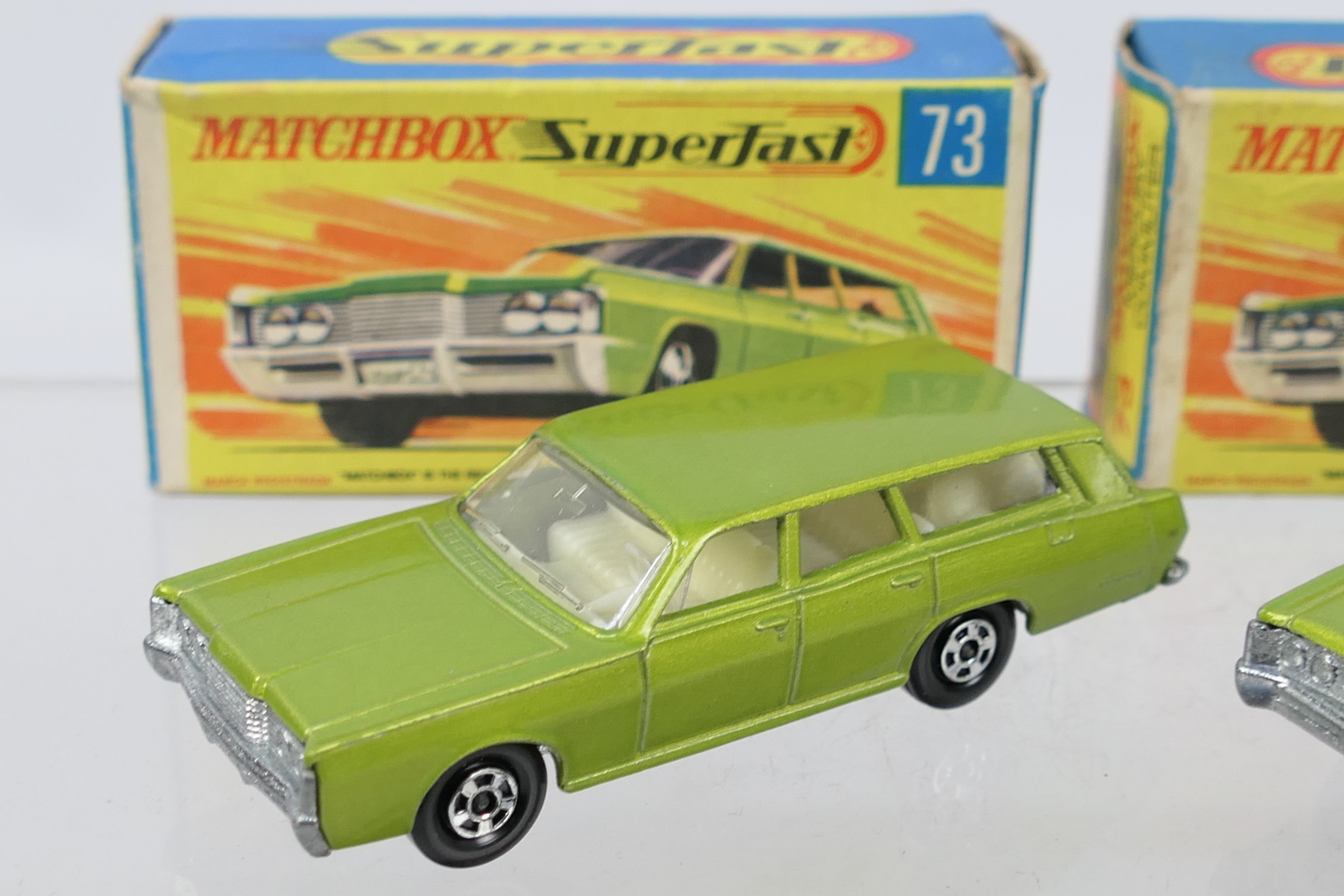 Matchbox - Lesney - Moko - Two boxed Matchbox Superfast #73 Mercury Commuter (metallic lime green, - Image 2 of 5