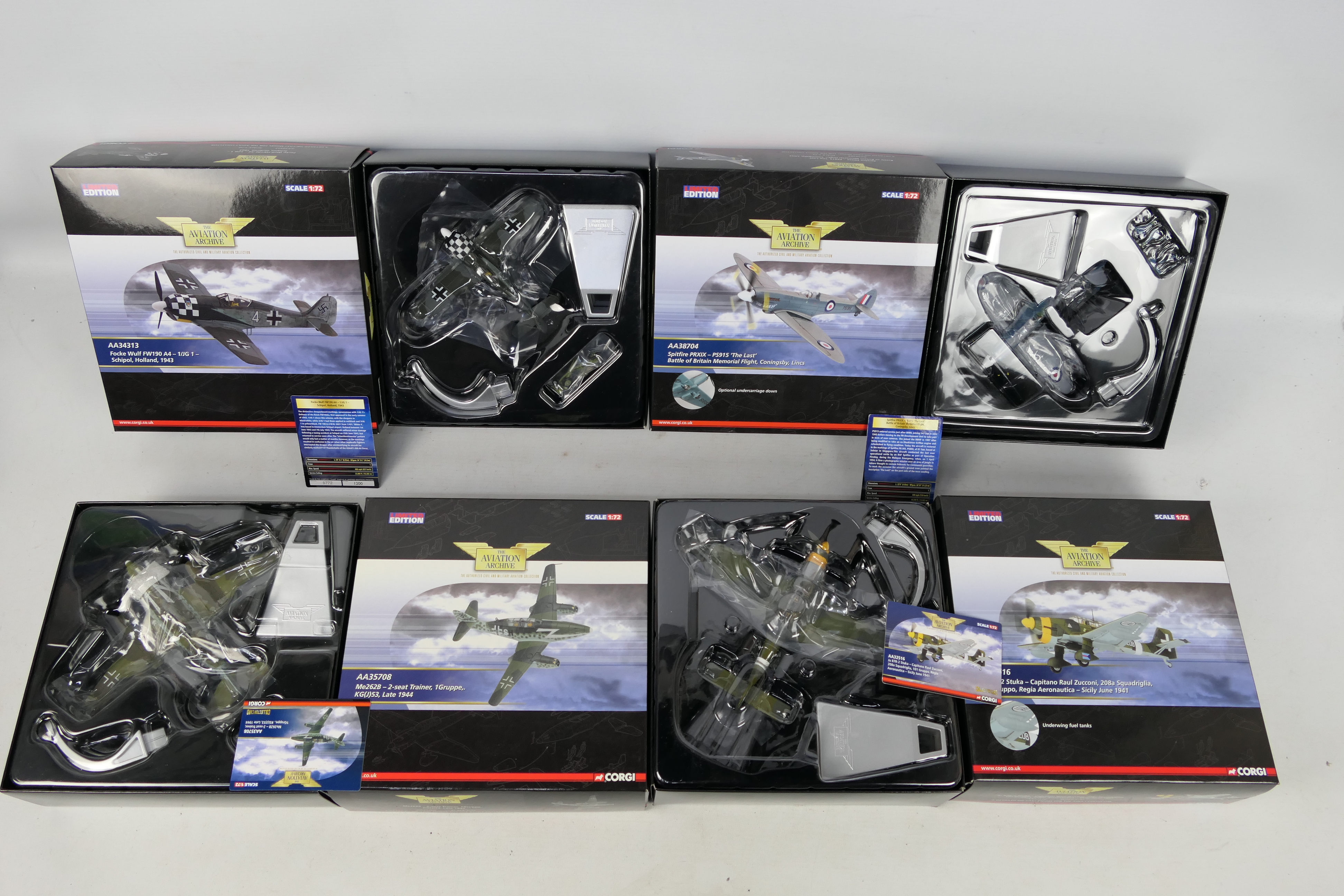 Corgi Aviation Archive - 4 x boxed limited edition aircraft in 1:72 scale including Spitfire PRXIX