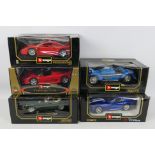 Bburago - 5 x boxed cars in 1:18 scale, Ferrari F40, Ferrari F50, Dodge Viper GTS Coupe,
