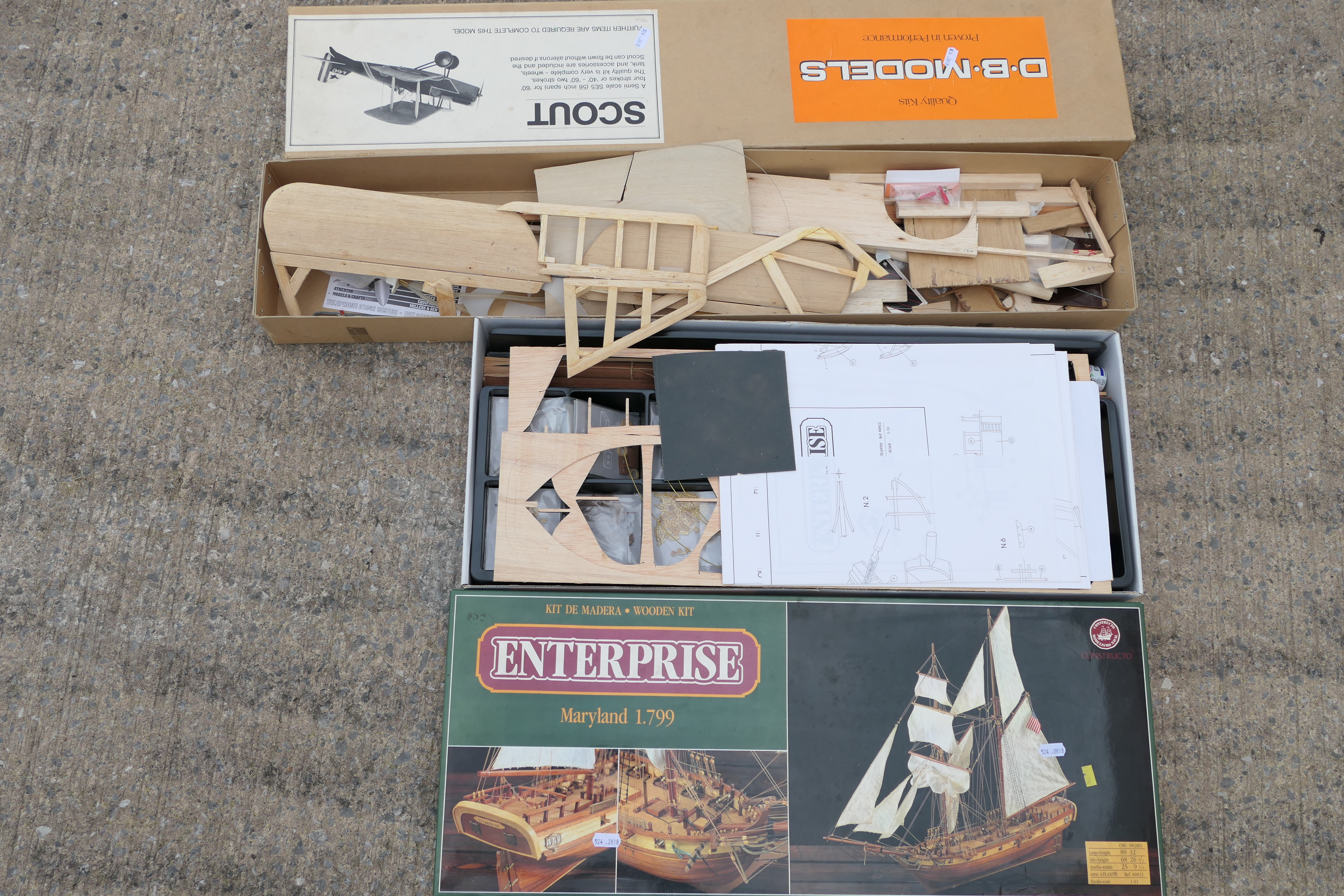 D.B. Models, Enterprise - A part built wooden D.B. Models 'Scout' aircraft model. - Image 3 of 3
