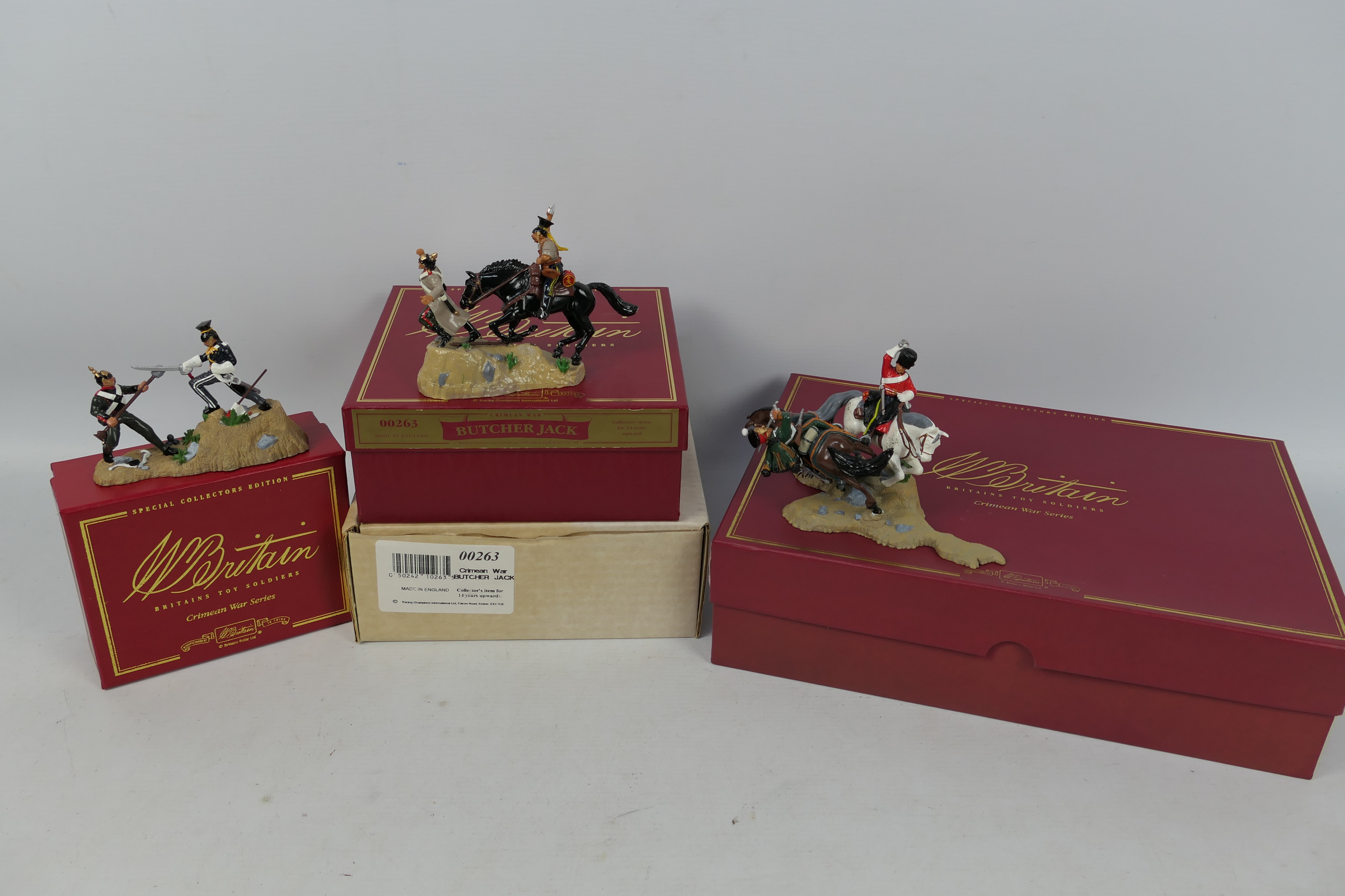 Britains - 3 x boxed sets of Crimean War Series figures, Scots Grey Duals 11th Hussars # 00170,