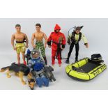 Hasbro - Action Man - 5 x unboxed figures with dinghy and dog.