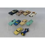 Spot-On - Dinky Toys - Corgi Toys - A fleet of 10 unboxed diecast model cars.