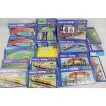 Faller - Over 20 boxed items of Faller AMS slot car racing track and track accessories.