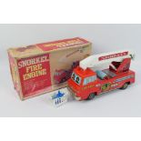 Yonezawa - A boxed vintage tinplate battery operated Snorkel Fire Engine from Yonezawa.