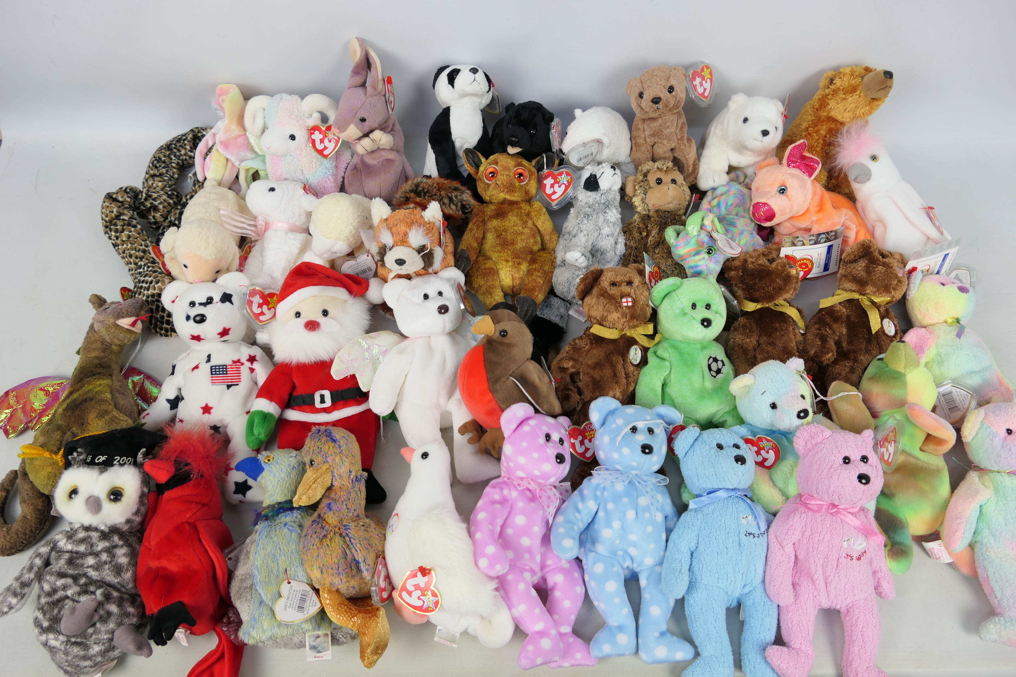 Ty - In excess of 40 x Ty Beanie Baby bears and soft toys - Lot includes 6 x bear-themed Beanie