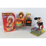Marx - Alps - 3 x models, a clockwork Mickey Mouse with xylophone,